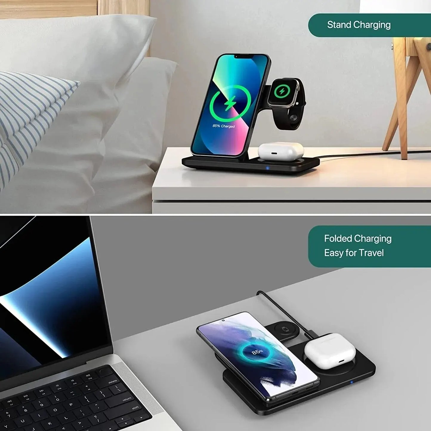 3in1 Wireless Fast Charger Station