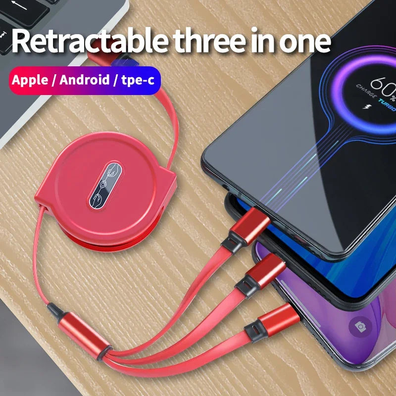 Retractable 3 in 1 USB Charger