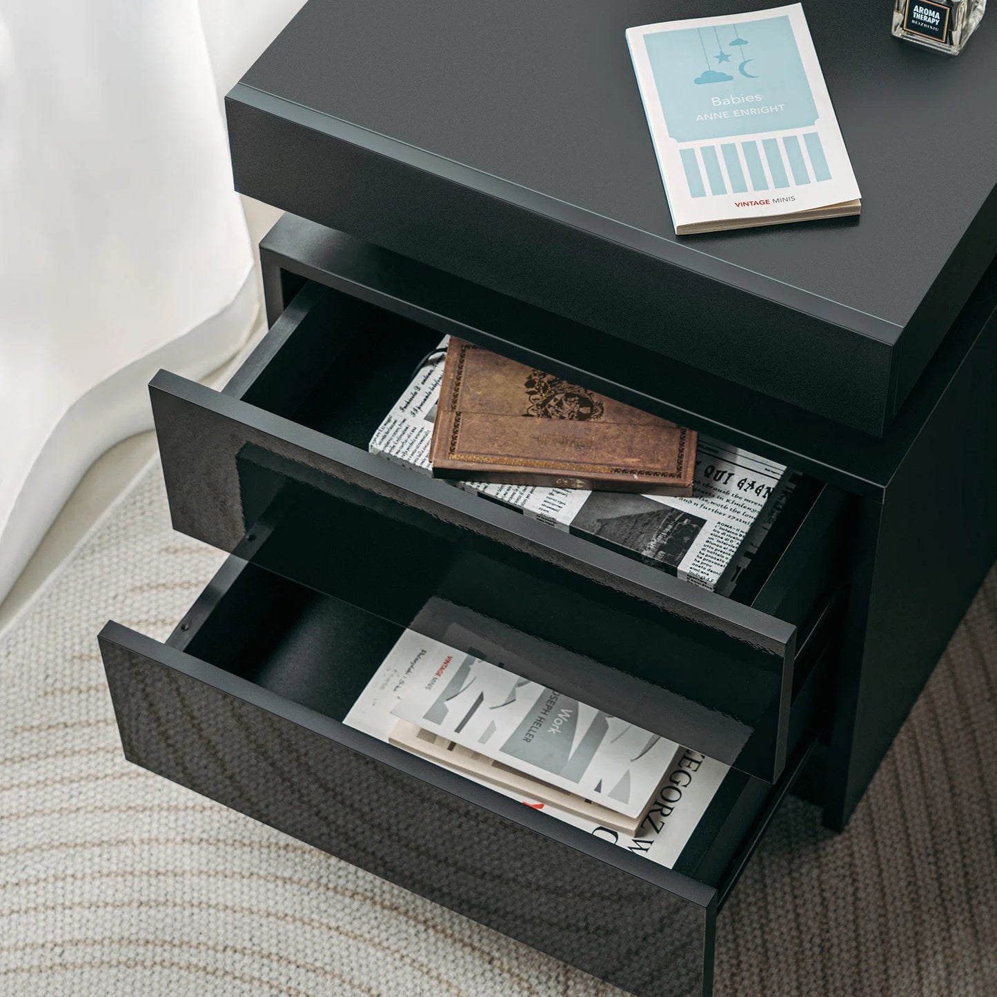 Wood Nightstand with RGB LED Lights
