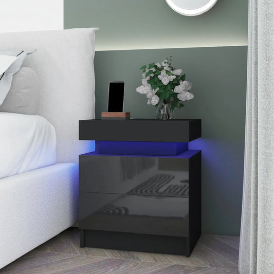 Wood Nightstand with RGB LED Lights