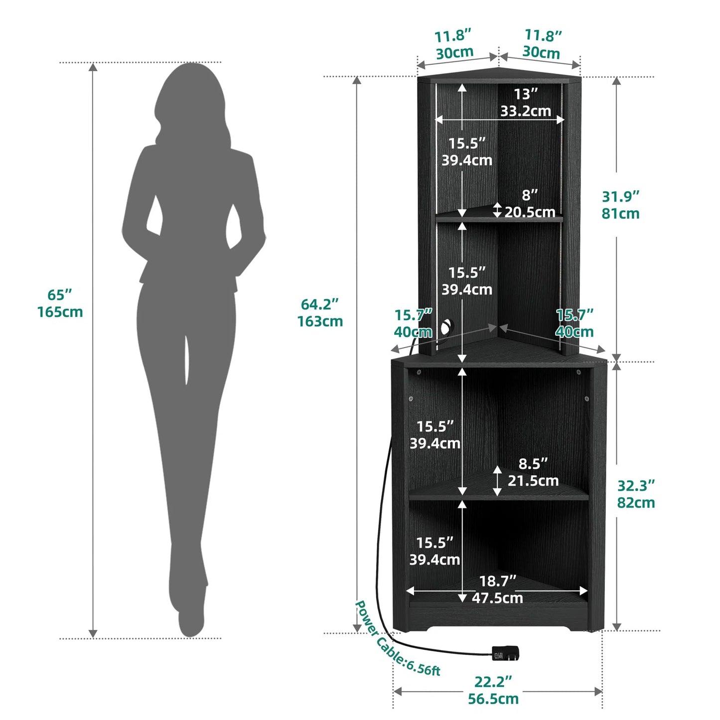 LED Lit Modern Display Corner Bookcase