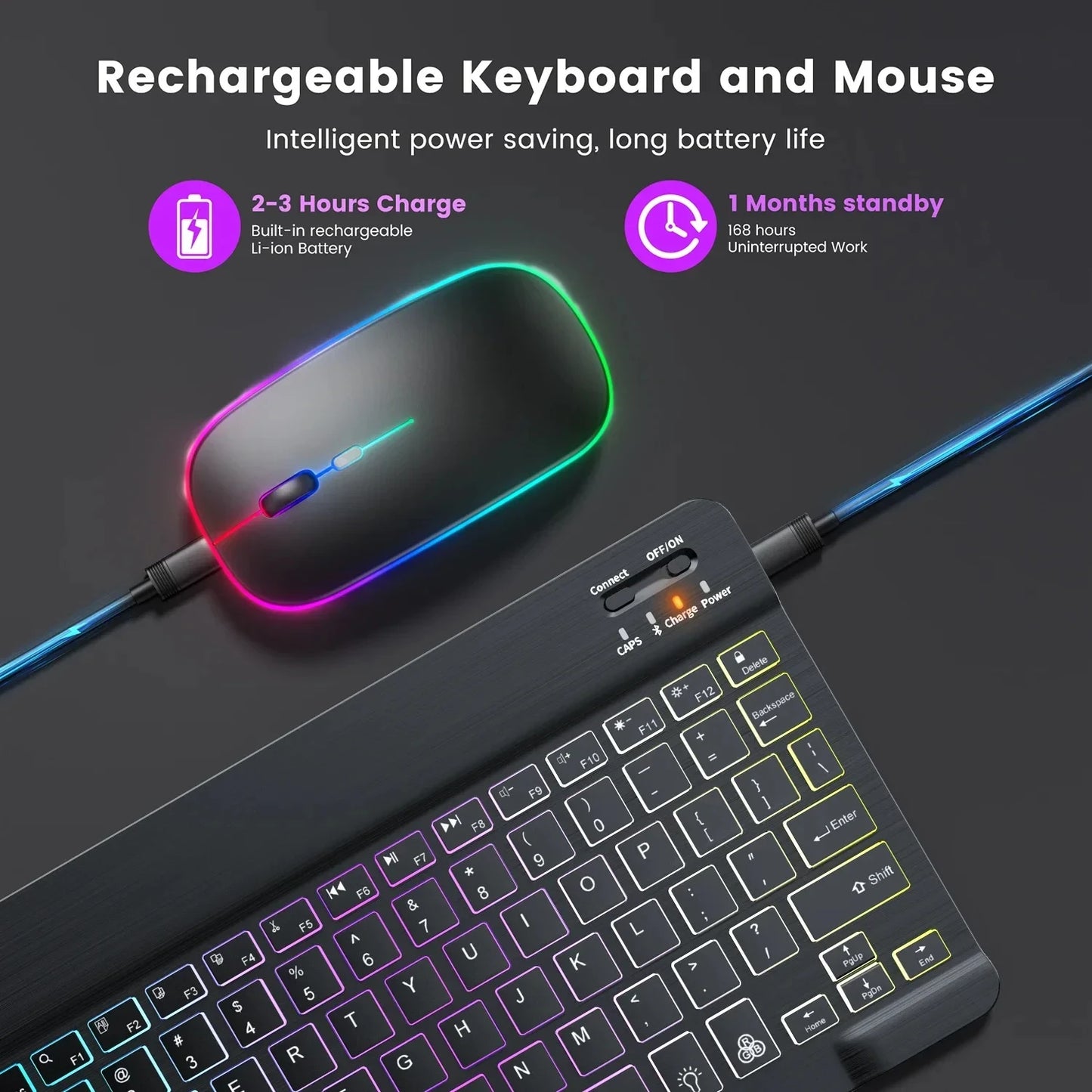 Mini Backlit Bluetooth Keyboard Wireless & Mouse