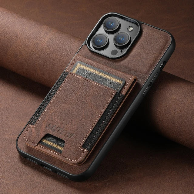 iPhone Lux Leather Magnet Wallet & Case