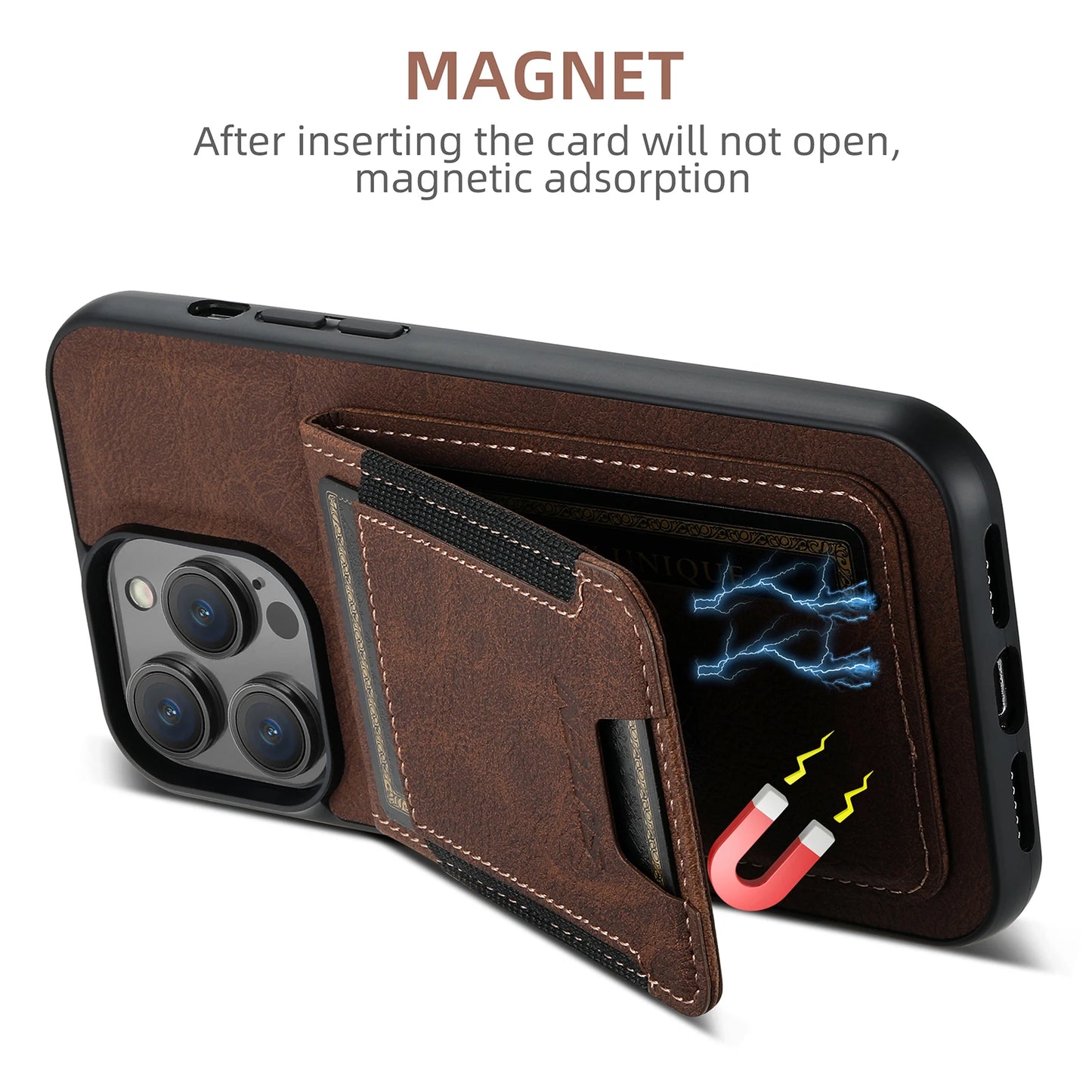 iPhone Lux Leather Magnet Wallet & Case